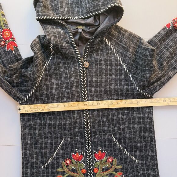 Icelandic Design Women M Wool Art-to-Wear Sweater Jacket Embroidered Cottagecore - Picture 12 of 14